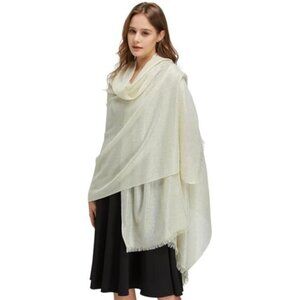 Women's Sparkling Metallic Shawl Lightweight White Gold